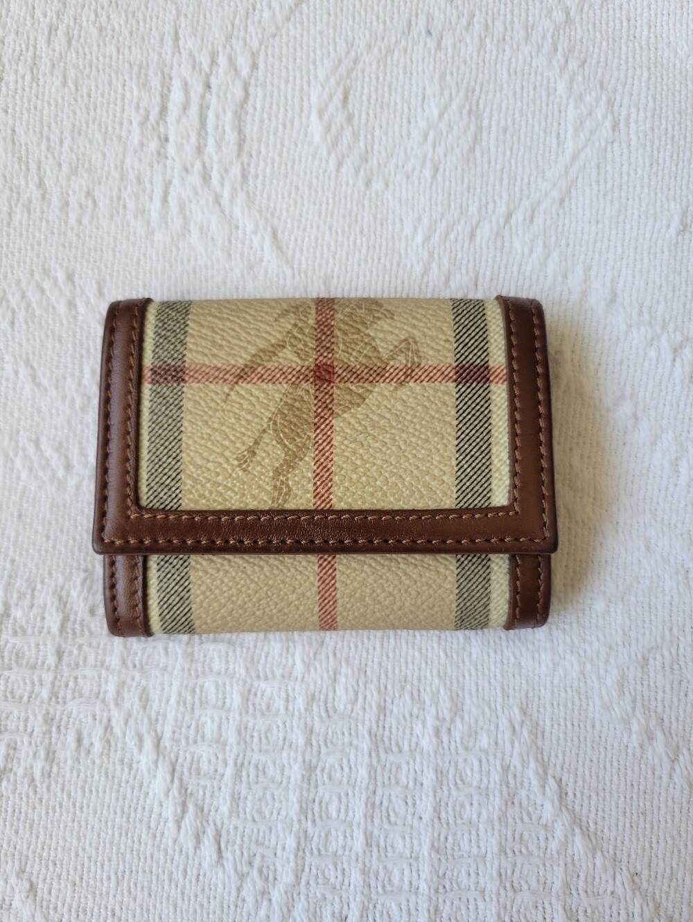 Vintagr Burberry Haymarket Check Compact Wallet / Coin Case